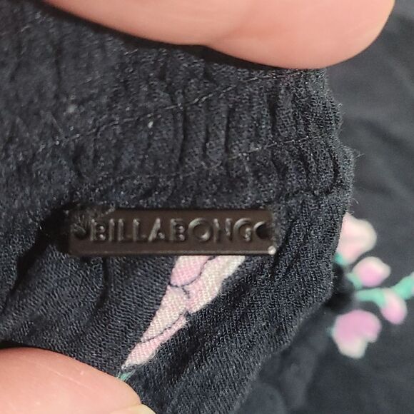 Billabong Wandering‎ Soul Black Floral Print Wide Leg Pants - Picture 10 of 10